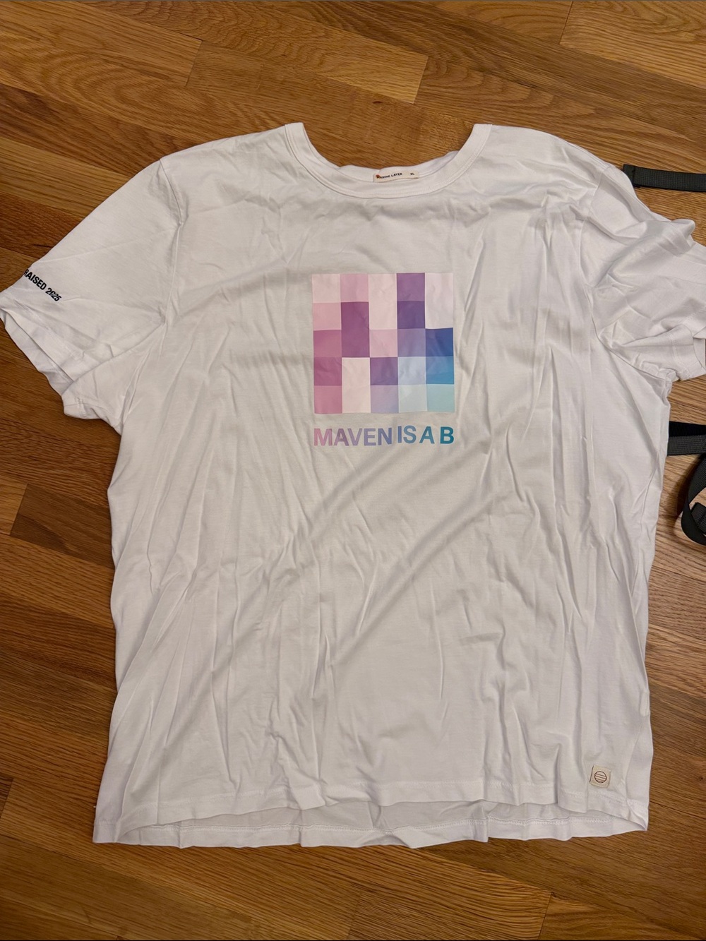 Marine Layer White Tee with Pastel Pixel Graphic